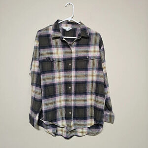 Old Navy The Boyfriend Shirt Flannel Shirt Women's Size Large Plaid Button Front